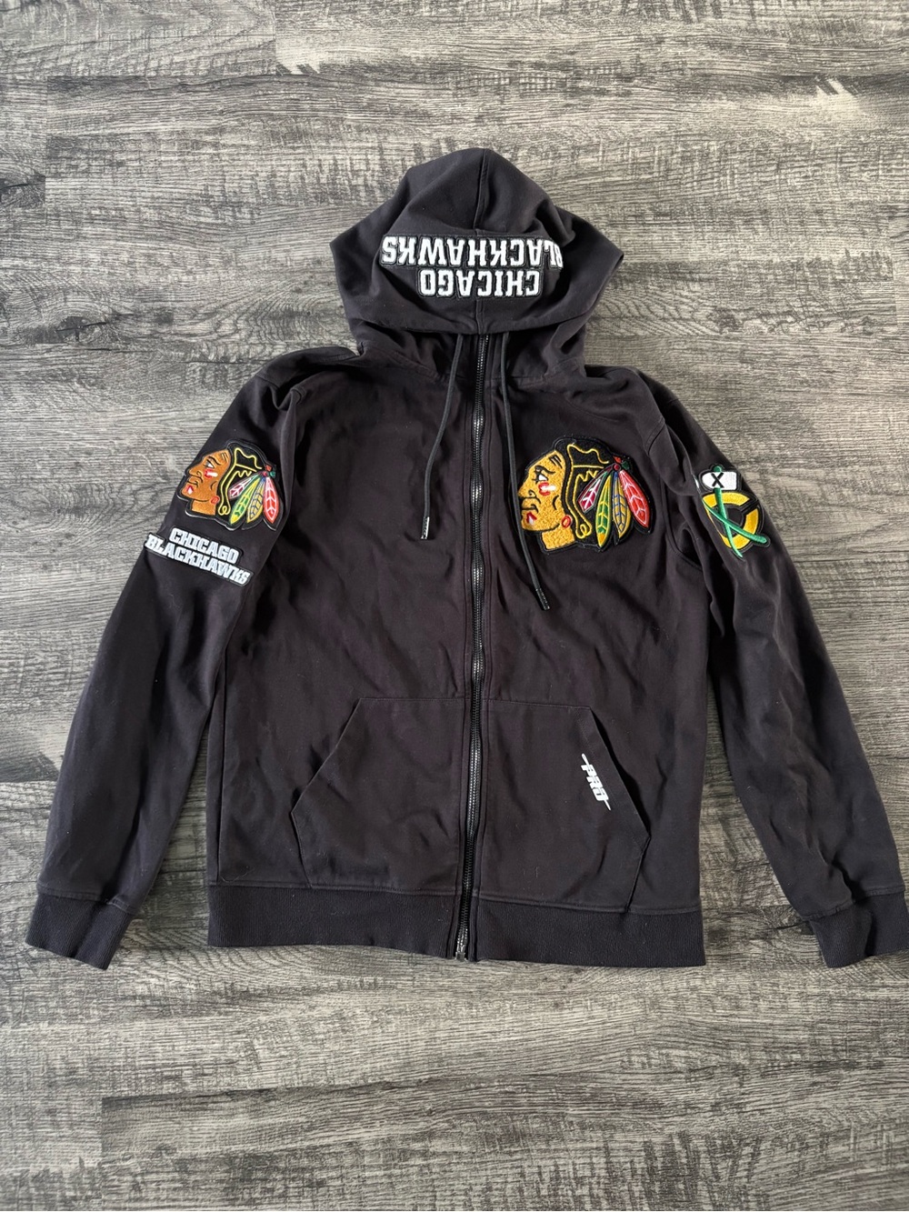 NHL Chicago Blackhawks Pro Standard Full Zip Hoodie Black Size Medium Luxury